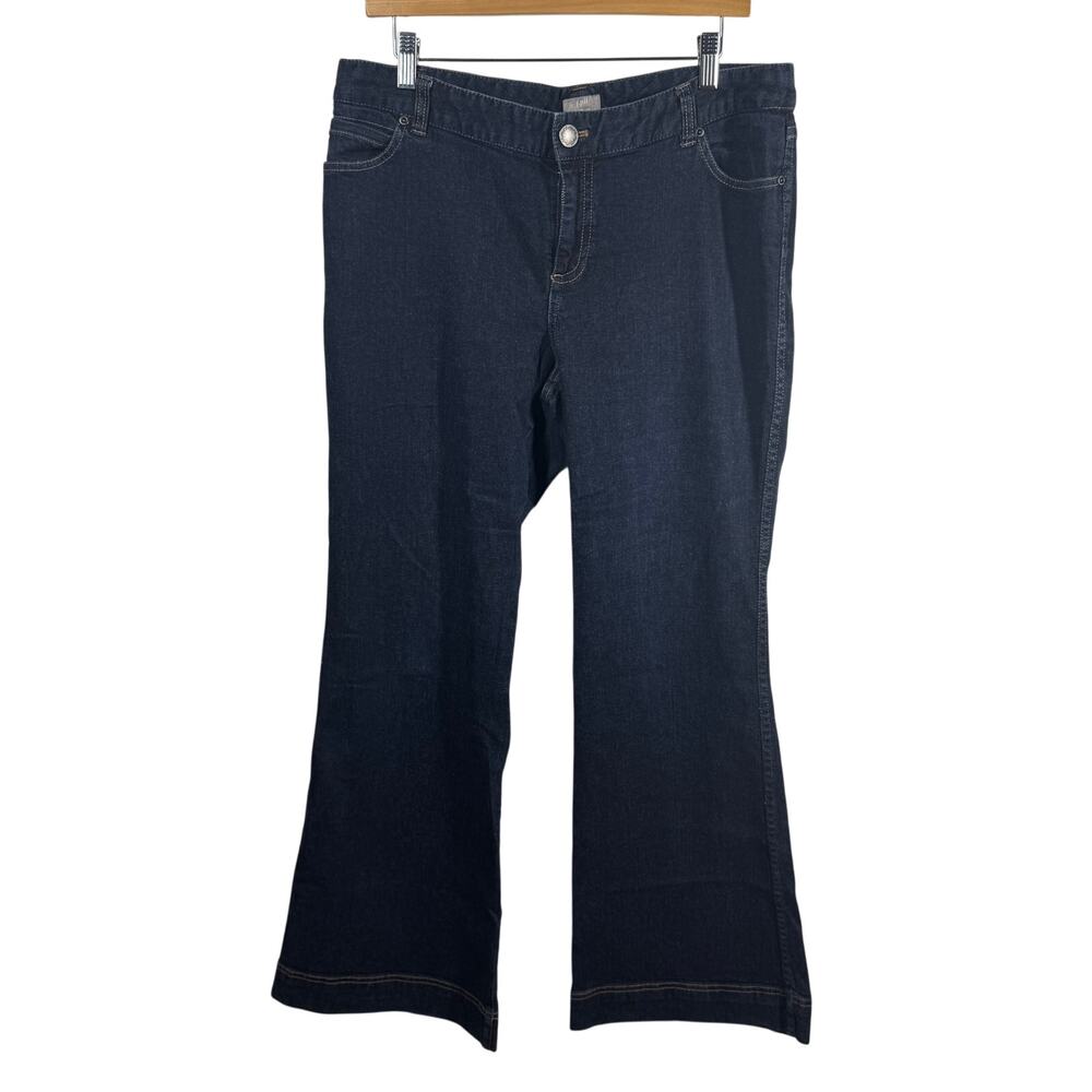 J.Jill Jeans Women 14 Stretch Plus Size Flare Leg Dark Wash Western Boho Concert
